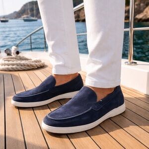 Clorinda Antinori Edoardo Sirena Navy Suede Loafers Men’s Size 41 / 9